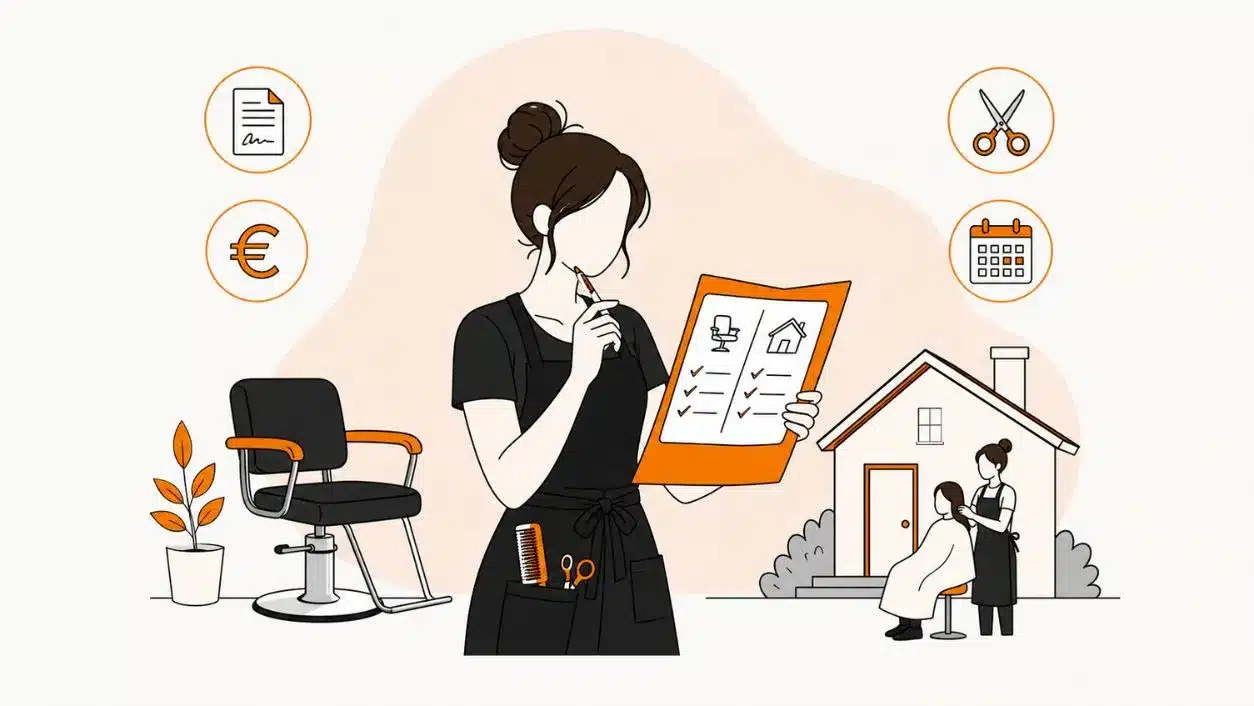 Coiffeuse qui compare la location de fauteuil en salon avec la coiffure à domicile